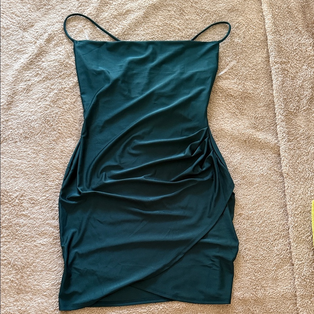 Windsor forest green Mini Dress with Spaghetti Straps